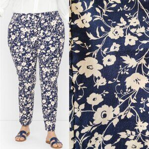 Talbots Chatham Fly Front Ankle Pants | Blue Floral | 16W